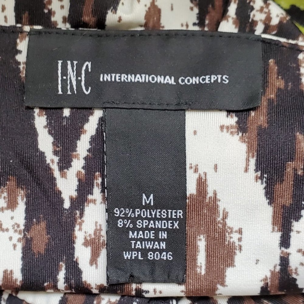 INC International Green Brown Black Sleeveless V-Neck Halter Dress Size M - Picture 7 of 8